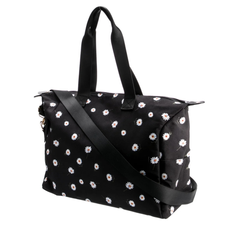 ALICE + OLIVIA Daisy Floral Duffle Overnight Weekender Travel Bag Black - Picture 3 of 15